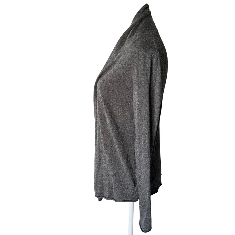 Express Women Charcoal‎ Gray Ribbed Open Front Cashmere Blend Cardigan Sweater S